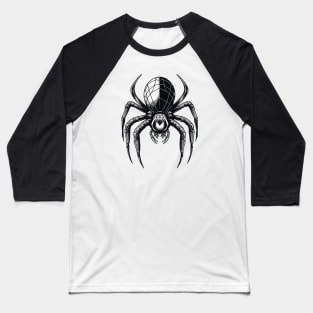 Scary spider black and white Halloween graphic design Baseball T-Shirt